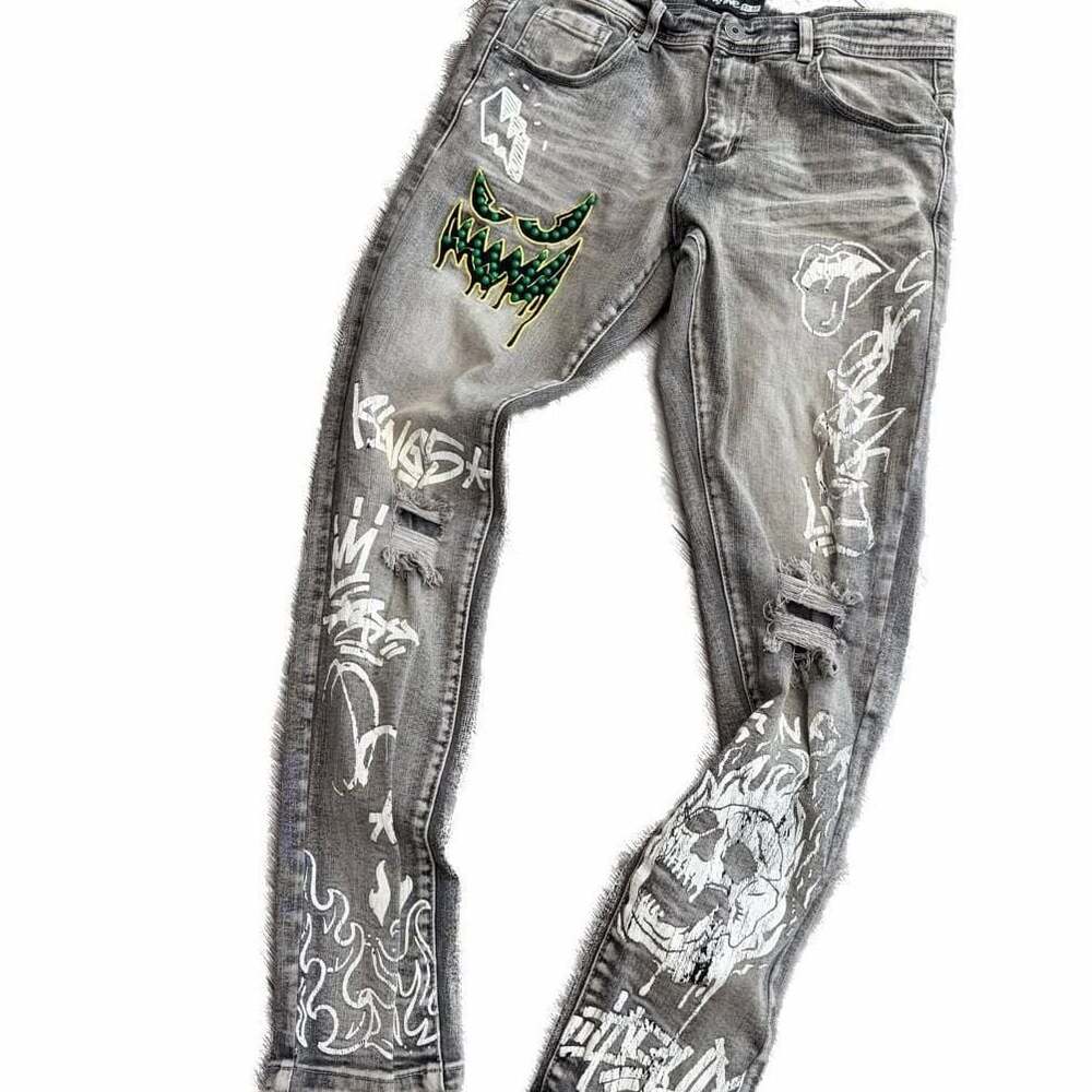 Vintage Motive Smoke Rise Jeans Thrashed Stacked 32x32